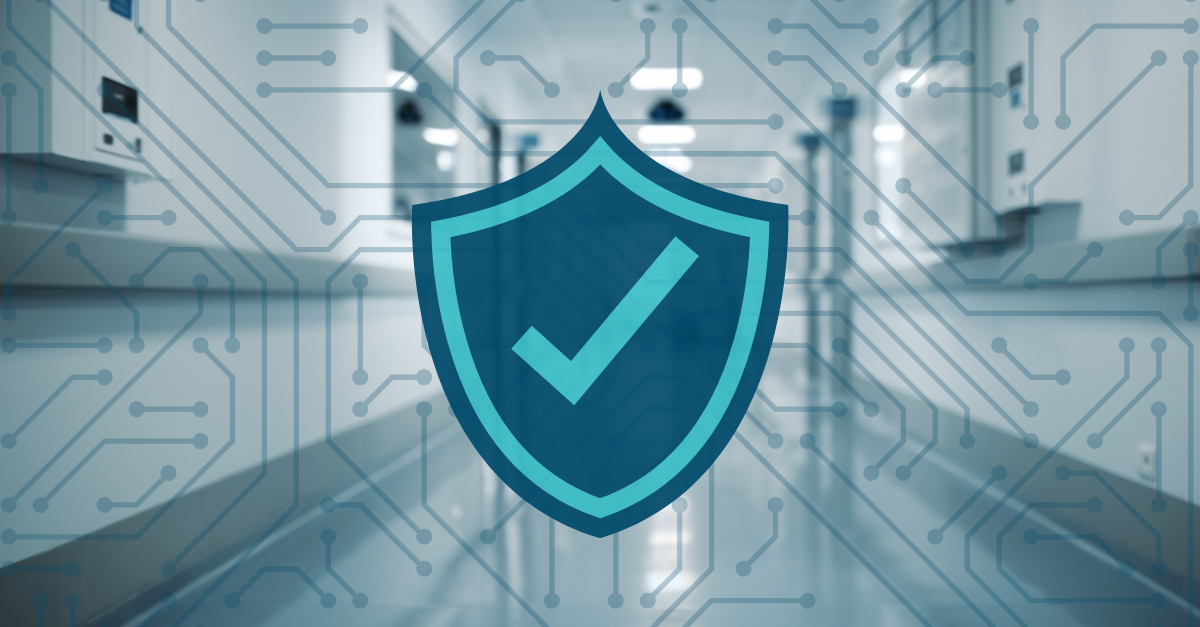 shield overlaid on an office server