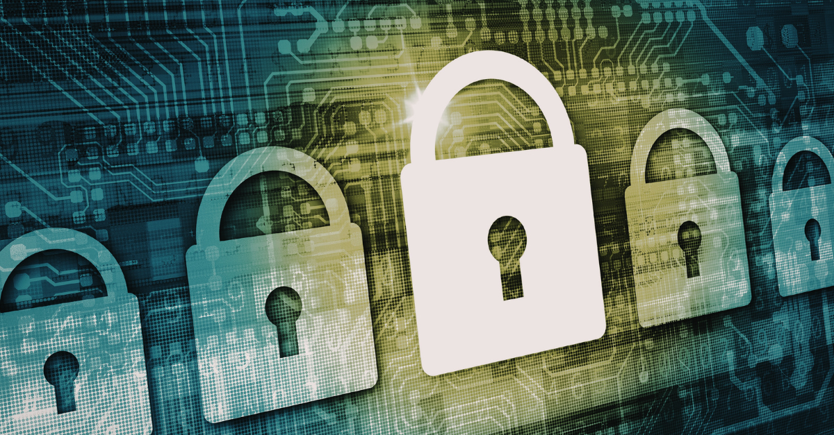 multiple padlocks on cyber background