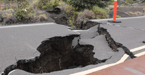 earthquake damage to a road