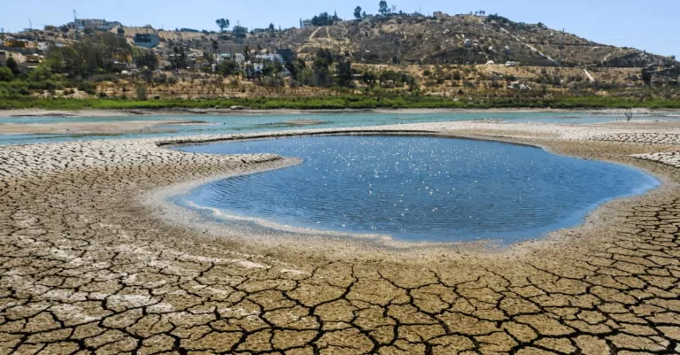 A lake drying up representing climate change