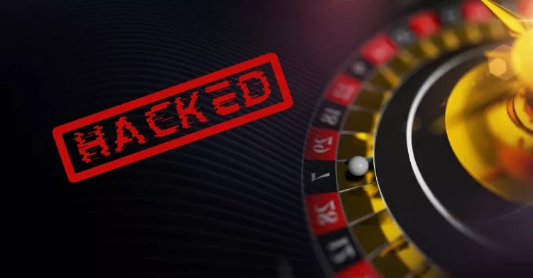 A roulette wheel with the word "hacked"
