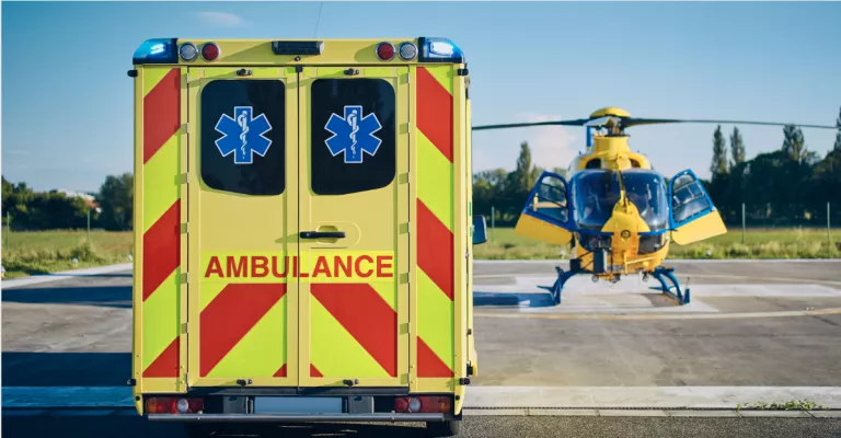 Ambulance and helicopter