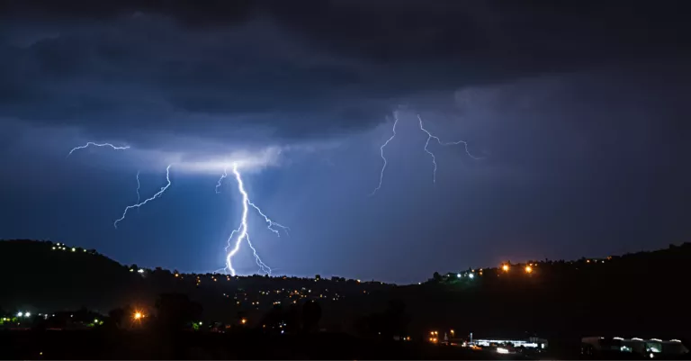 Thunderstorm over a city