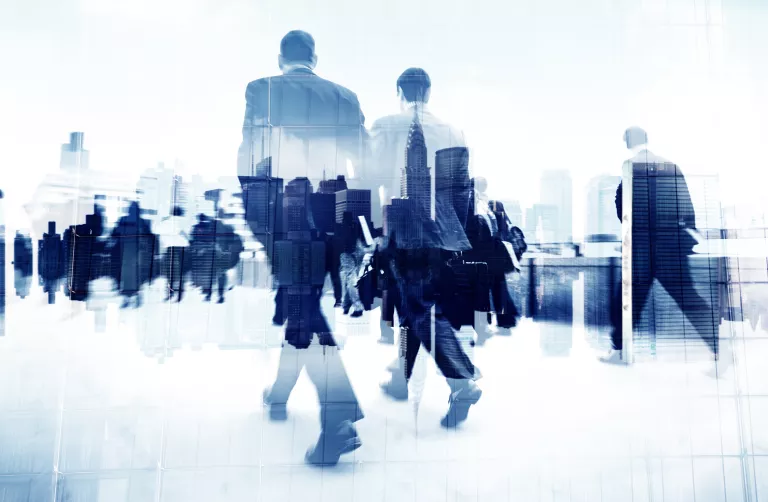 Silhouettes walking