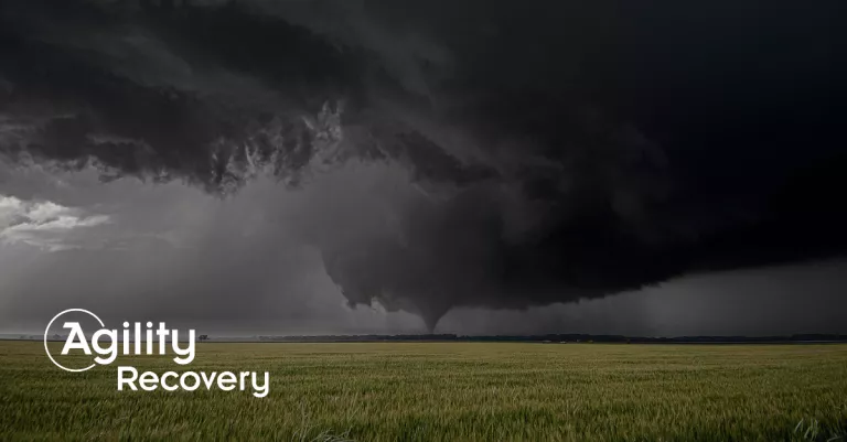 Tornado over farmland