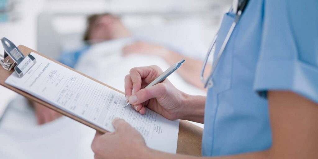 A medical professional keeps patient documentation