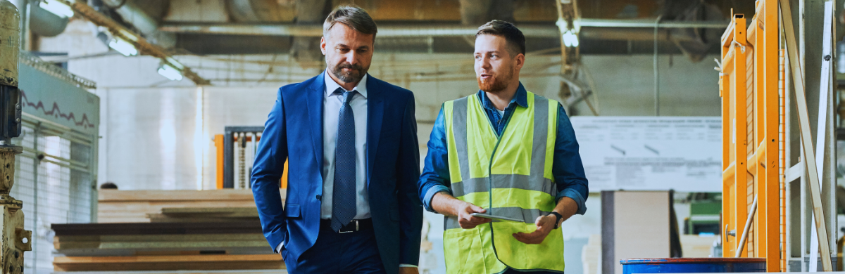 Construction worker and businessman logistics