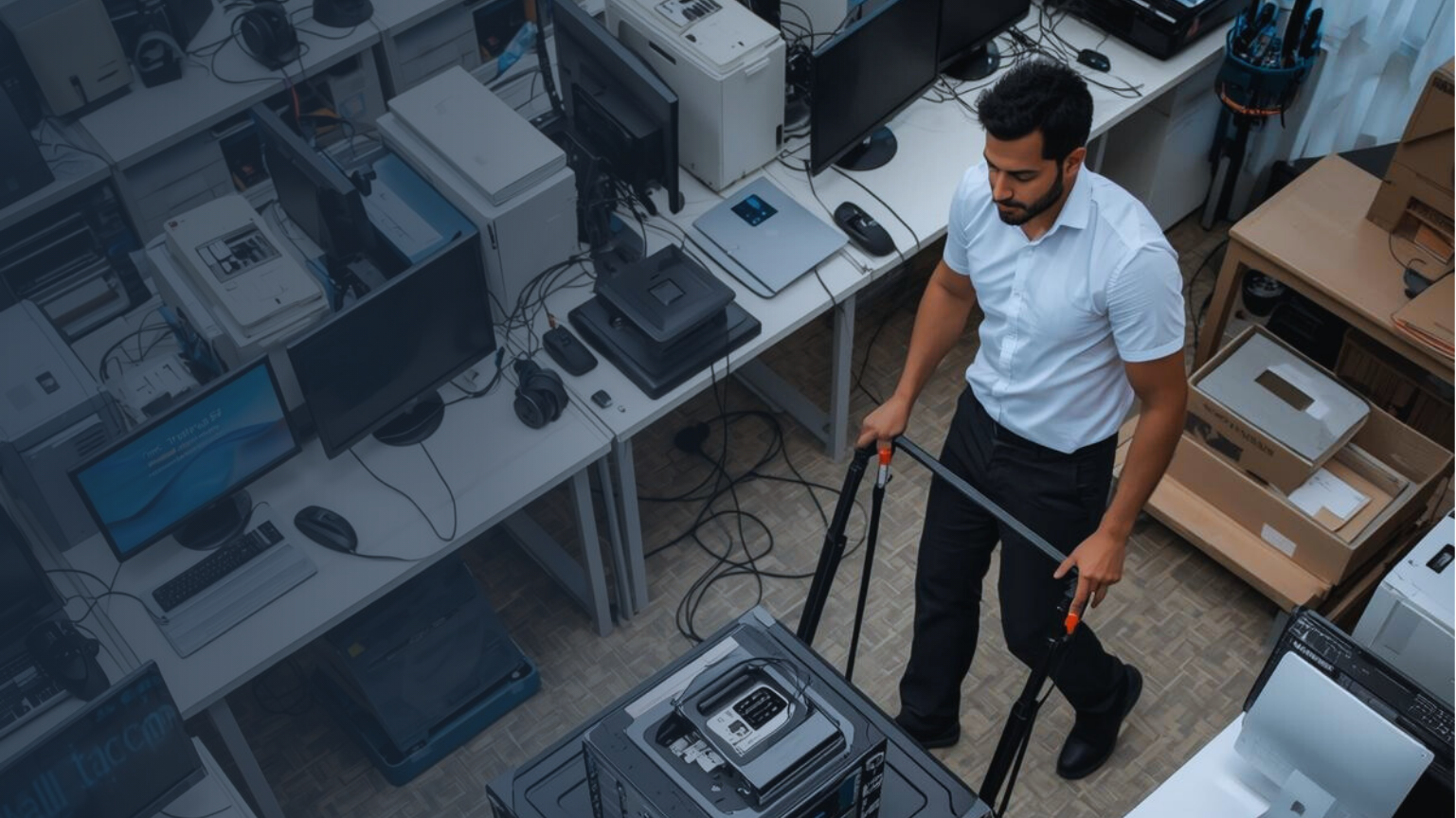 IT worker with equipment