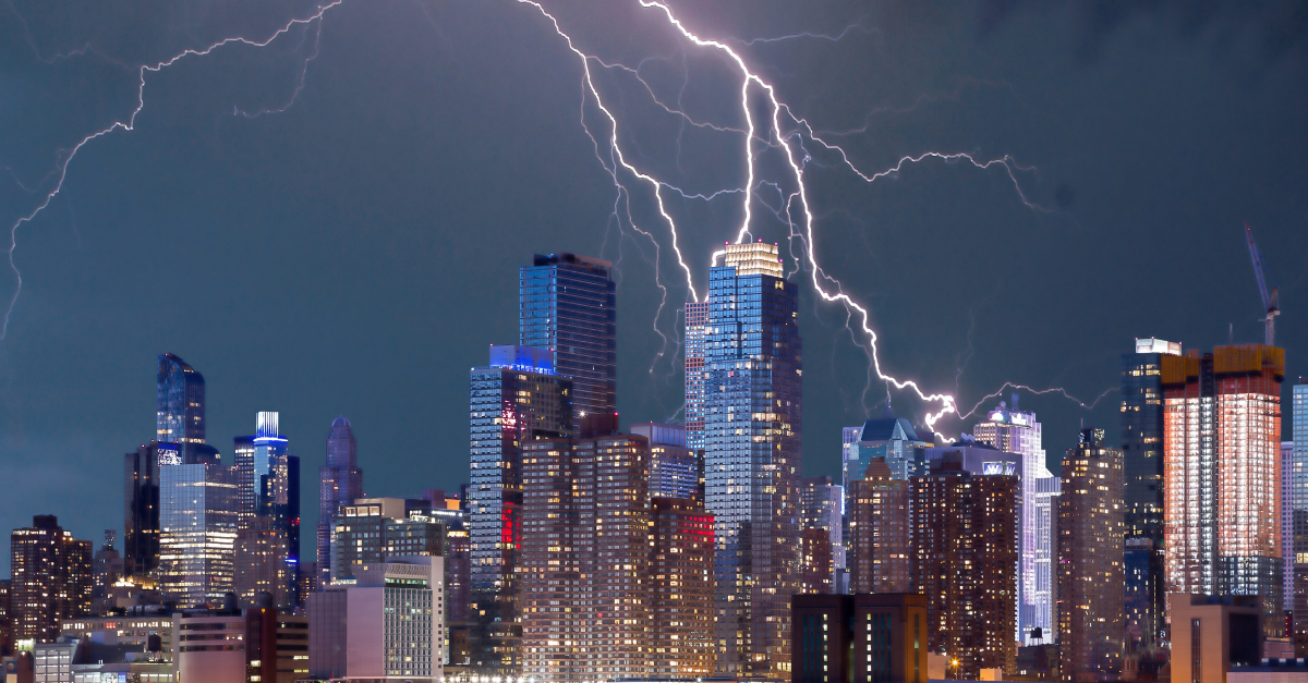 Storm and lightning over New York City